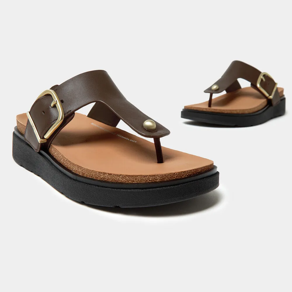 FITFLOP GEN-FF BUCKLE LEATHER TOE-POST SANDALS