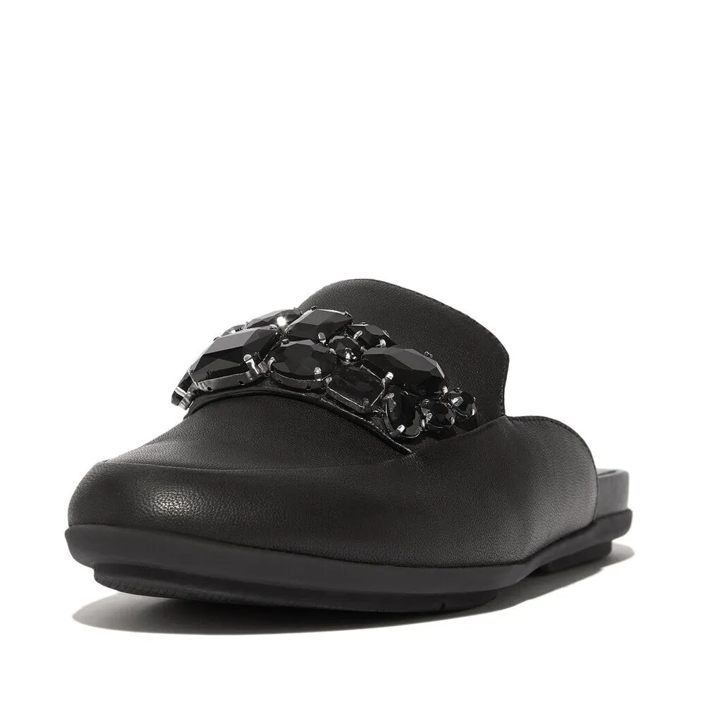 FITFLOP GRACIE JEWEL-DELUXE LEATHER MULES