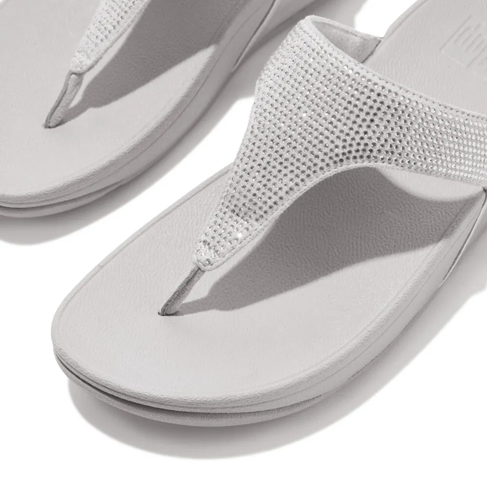 FITFLOP LULU CRYSTAL EMBELLISHED TOE-POST SANDALS