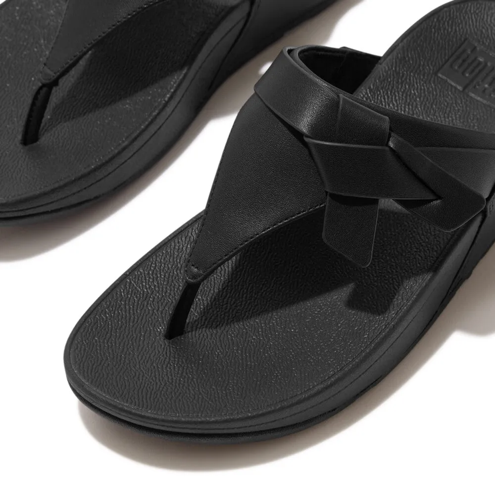 FITFLOP LULU FOLDED-KNOT LEATHER TOE-POST SANDALS