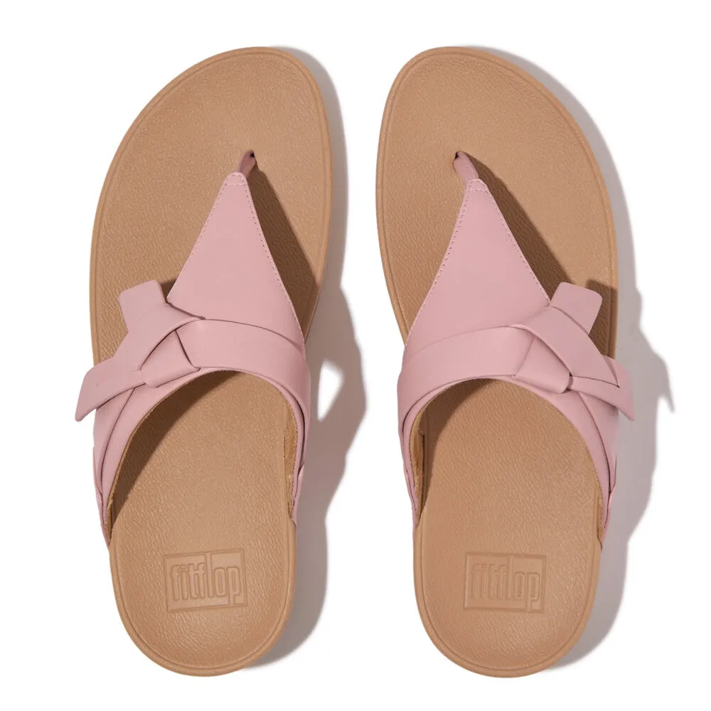 FITFLOP LULU FOLDED-KNOT LEATHER TOE-POST SANDALS