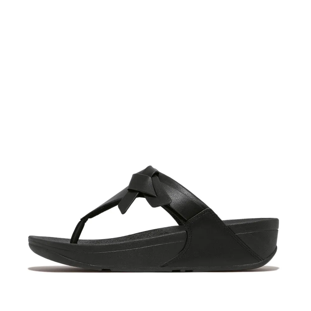 FITFLOP LULU FOLDED-KNOT LEATHER TOE-POST SANDALS
