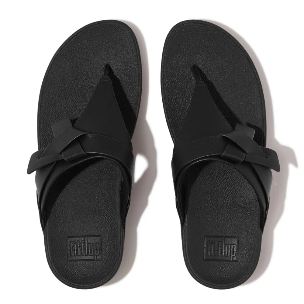 FITFLOP LULU FOLDED-KNOT LEATHER TOE-POST SANDALS