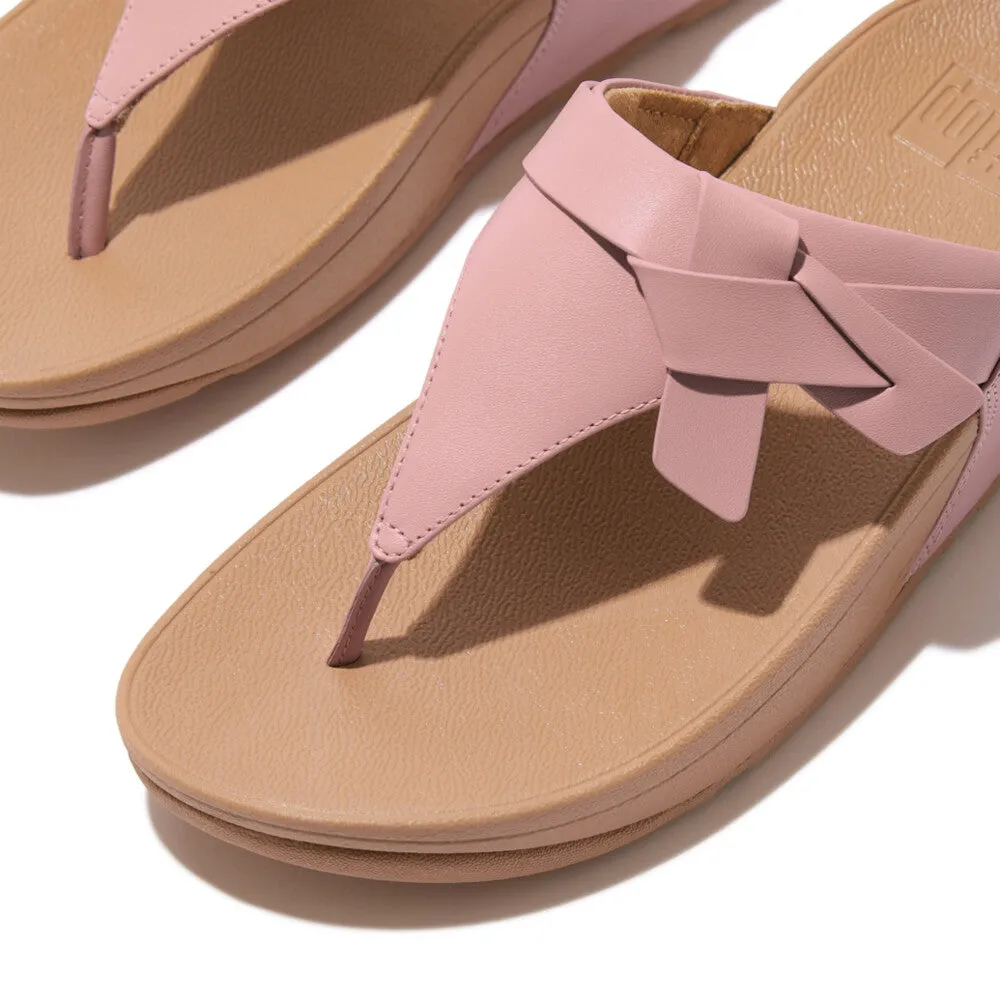 FITFLOP LULU FOLDED-KNOT LEATHER TOE-POST SANDALS