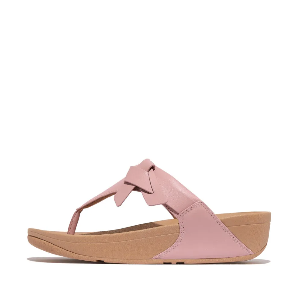 FITFLOP LULU FOLDED-KNOT LEATHER TOE-POST SANDALS
