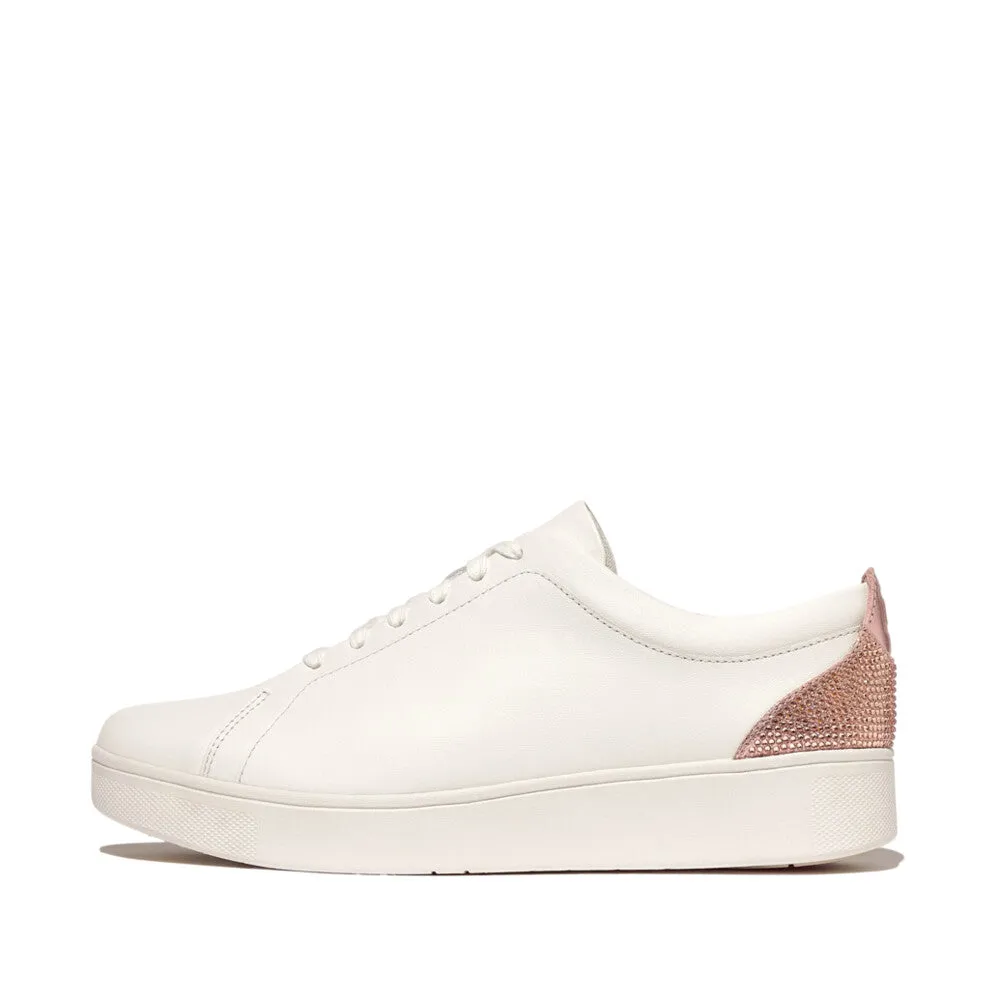 FITFLOP RALLY CRYSTAL-BACKTAB LEATHER SNEAKERS
