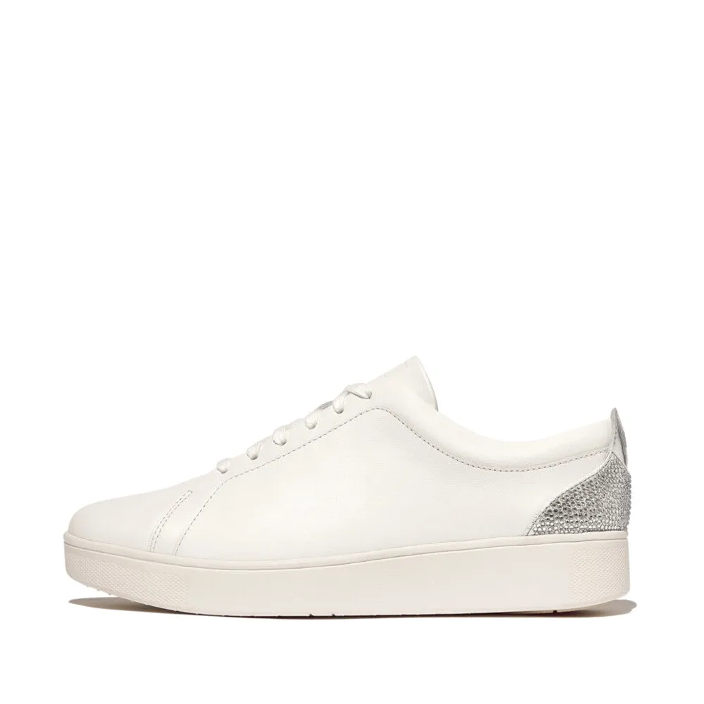 FITFLOP RALLY CRYSTAL-BACKTAB LEATHER SNEAKERS