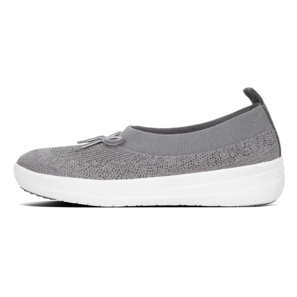 FITFLOP UBERKNIT BALLERINA WITH BOW - METALLIC WEAVE