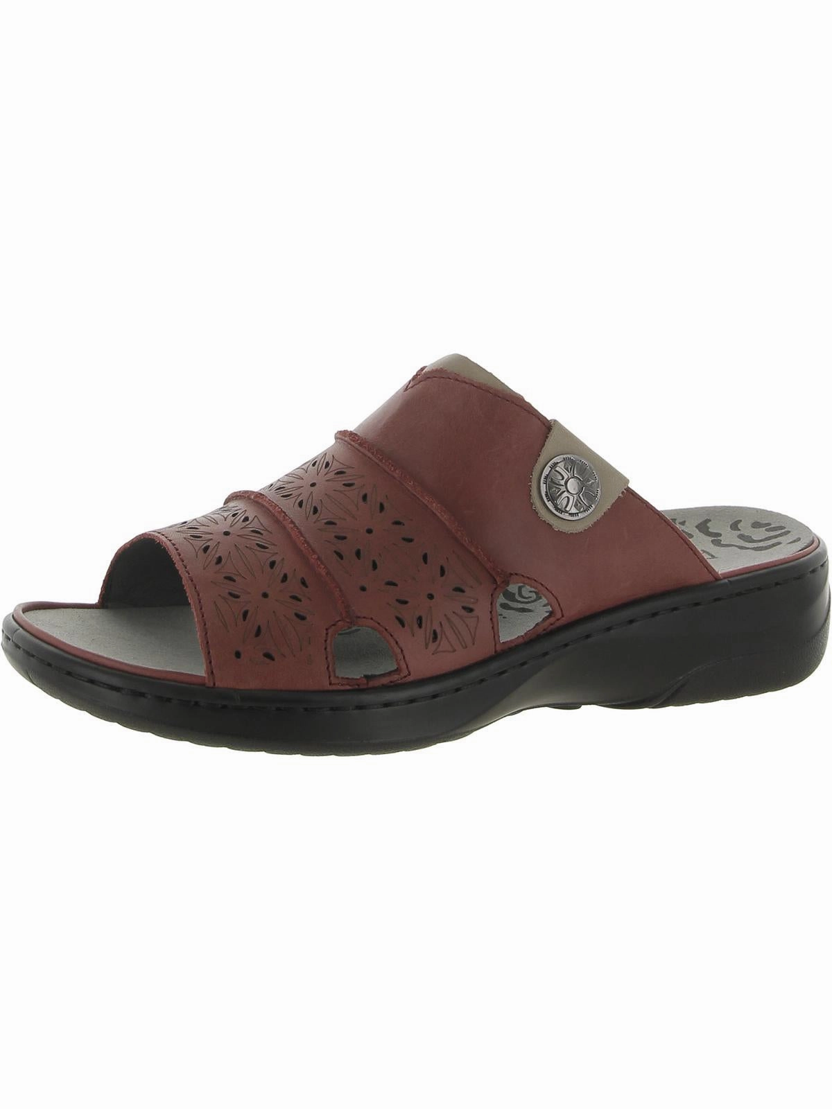 Gertie Womens Leather Open Toe Slide Sandals