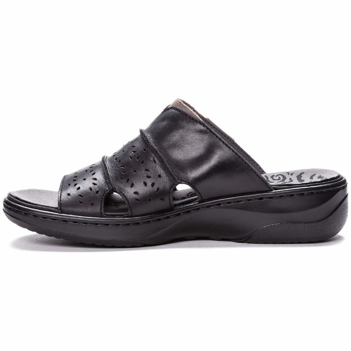 Gertie Womens Leather Open Toe Slide Sandals