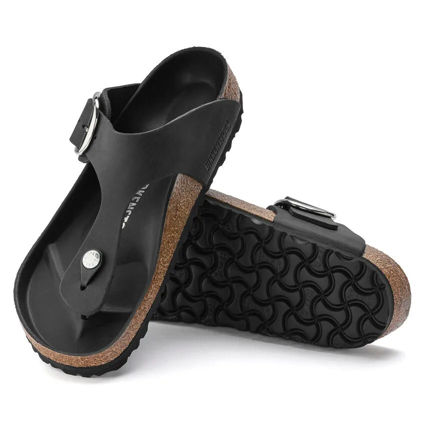 Gizeh Big Buckle - Black Oiled Leather||Gizeh grosses boucles - Cuir huil noir