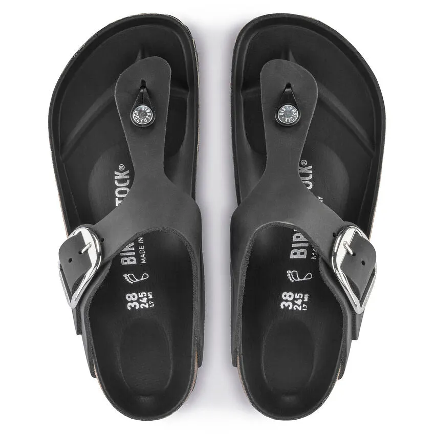 Gizeh Big Buckle - Black Oiled Leather||Gizeh grosses boucles - Cuir huil noir