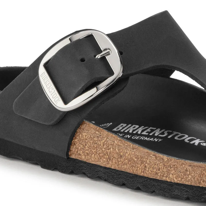 Gizeh Big Buckle - Black Oiled Leather||Gizeh grosses boucles - Cuir huil noir