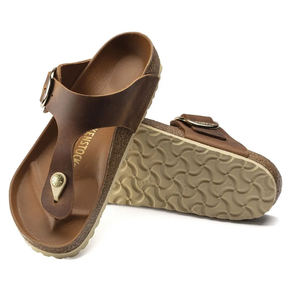Gizeh Big Buckle - Cognac Oiled Leather||Gizeh grosses boucles - Cuir huil cognac