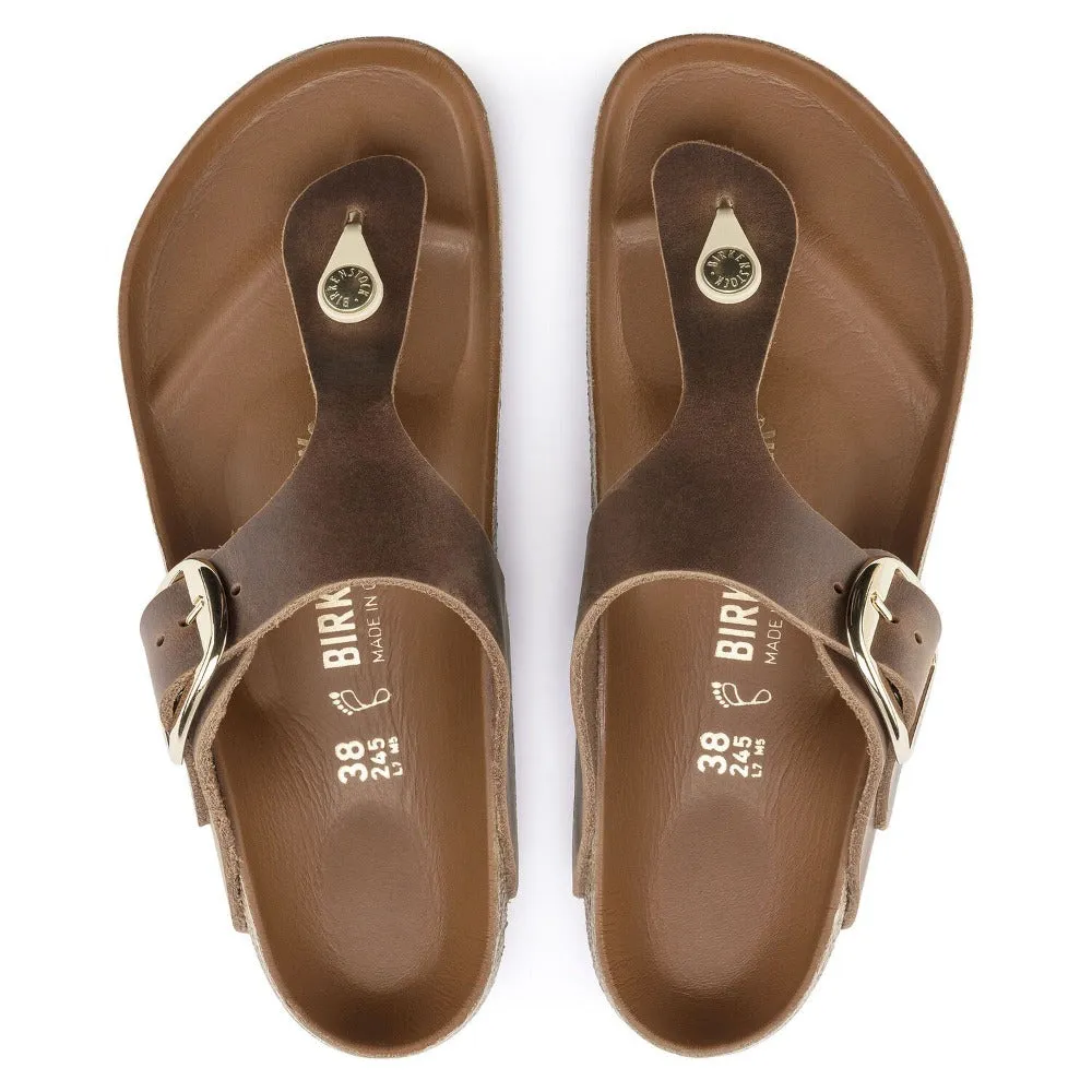 Gizeh Big Buckle - Cognac Oiled Leather||Gizeh grosses boucles - Cuir huil cognac