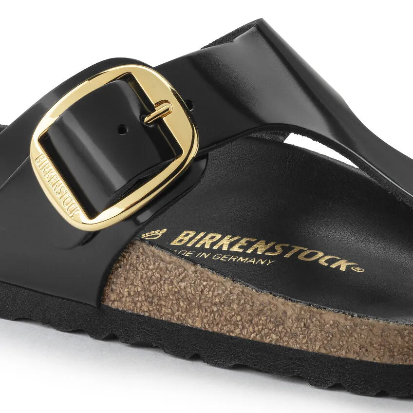Gizeh Big Buckle - High Shine Black Leather||Gizeh grosses boucles - Cuir noir trs brillant
