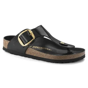 Gizeh Big Buckle - High Shine Black Leather||Gizeh grosses boucles - Cuir noir trs brillant