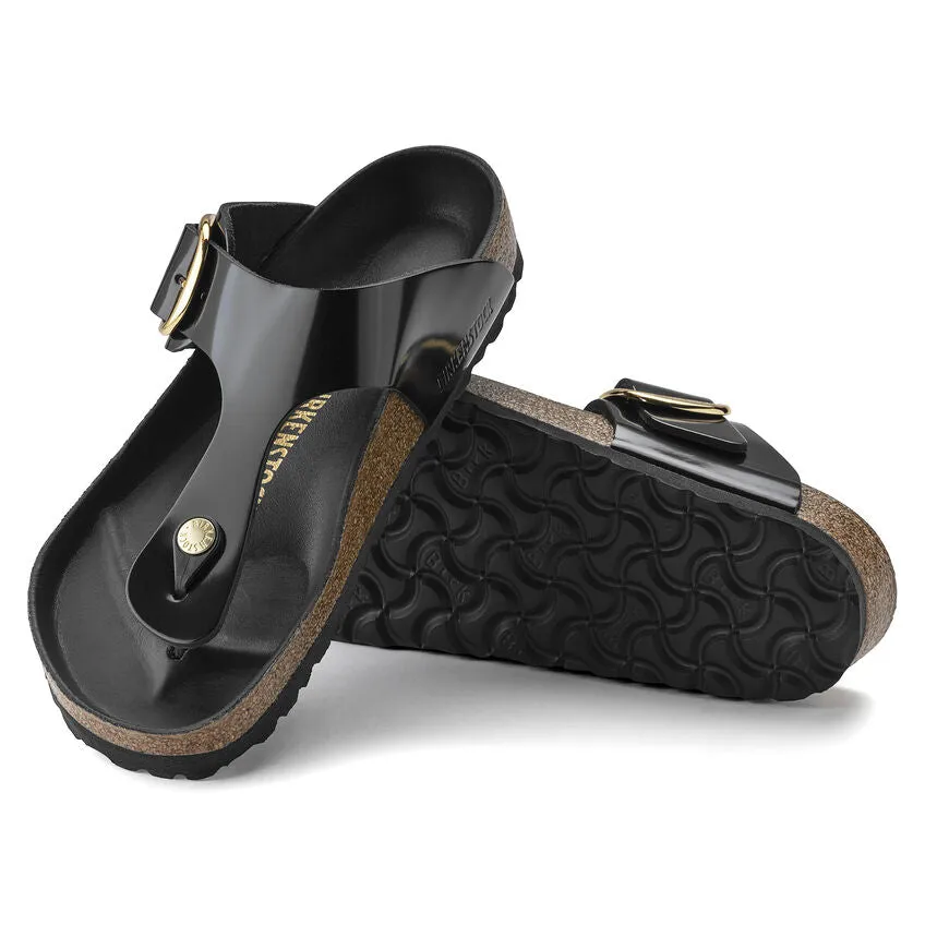 Gizeh Big Buckle - High Shine Black Leather||Gizeh grosses boucles - Cuir noir trs brillant