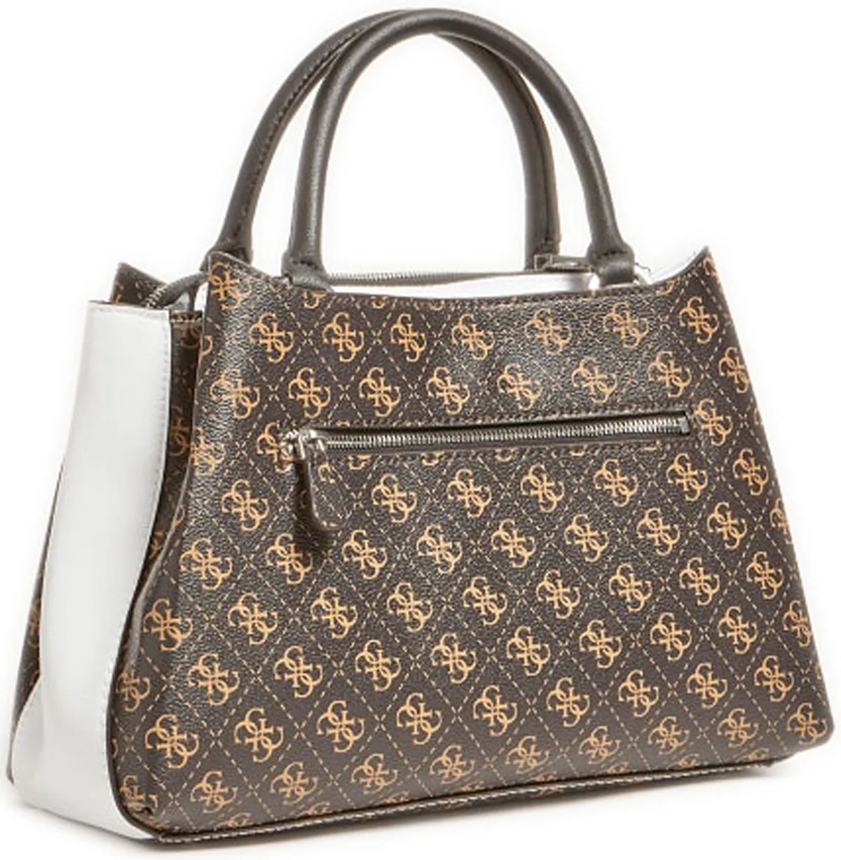 Guess Ambrose Turnlock Satchel In Brown For Women