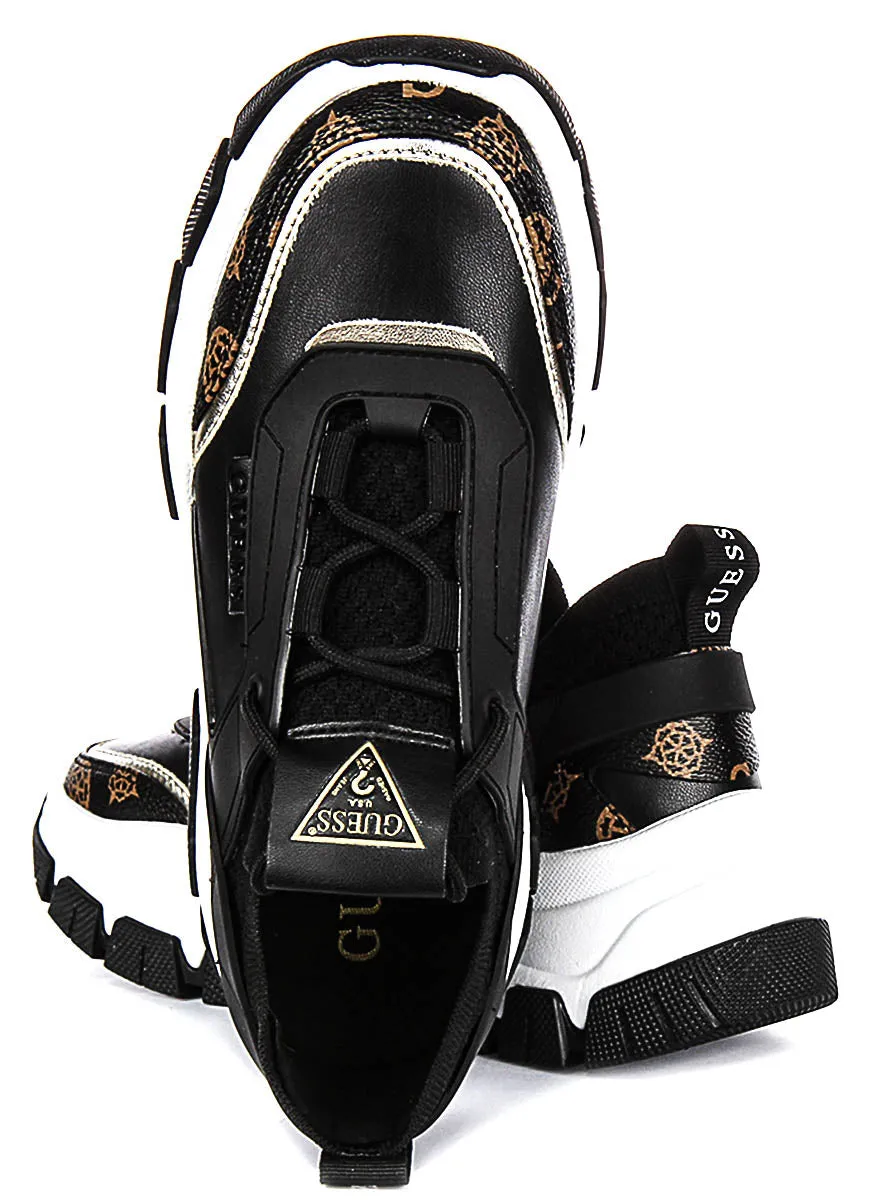 Guess Braydin Neoprene Sneakers In Black Brown For Women