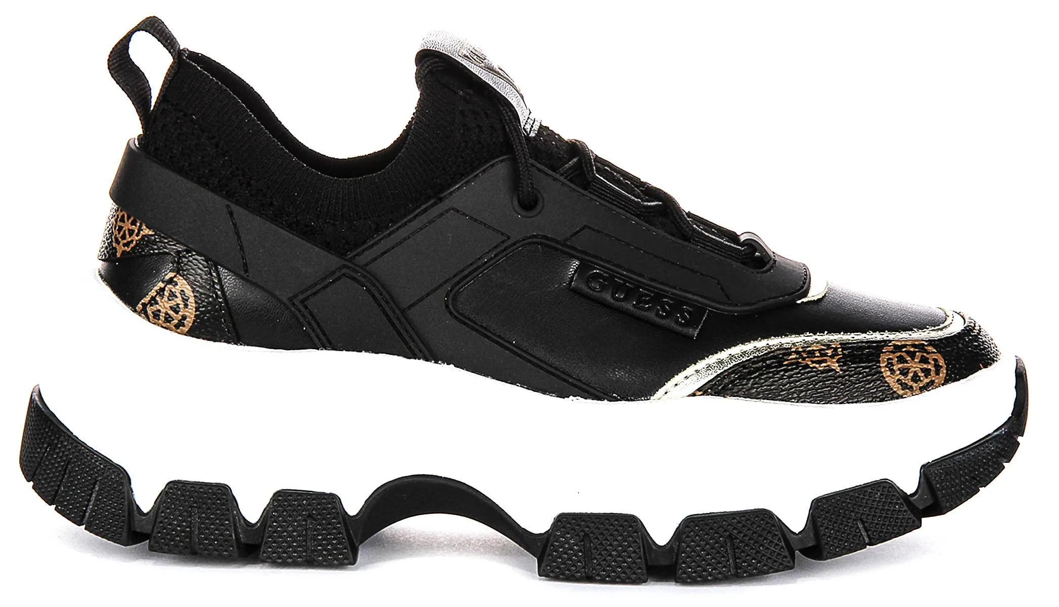 Guess Braydin Neoprene Sneakers In Black Brown For Women