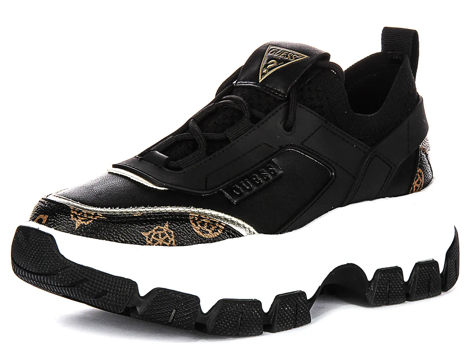 Guess Braydin Neoprene Sneakers In Black Brown For Women