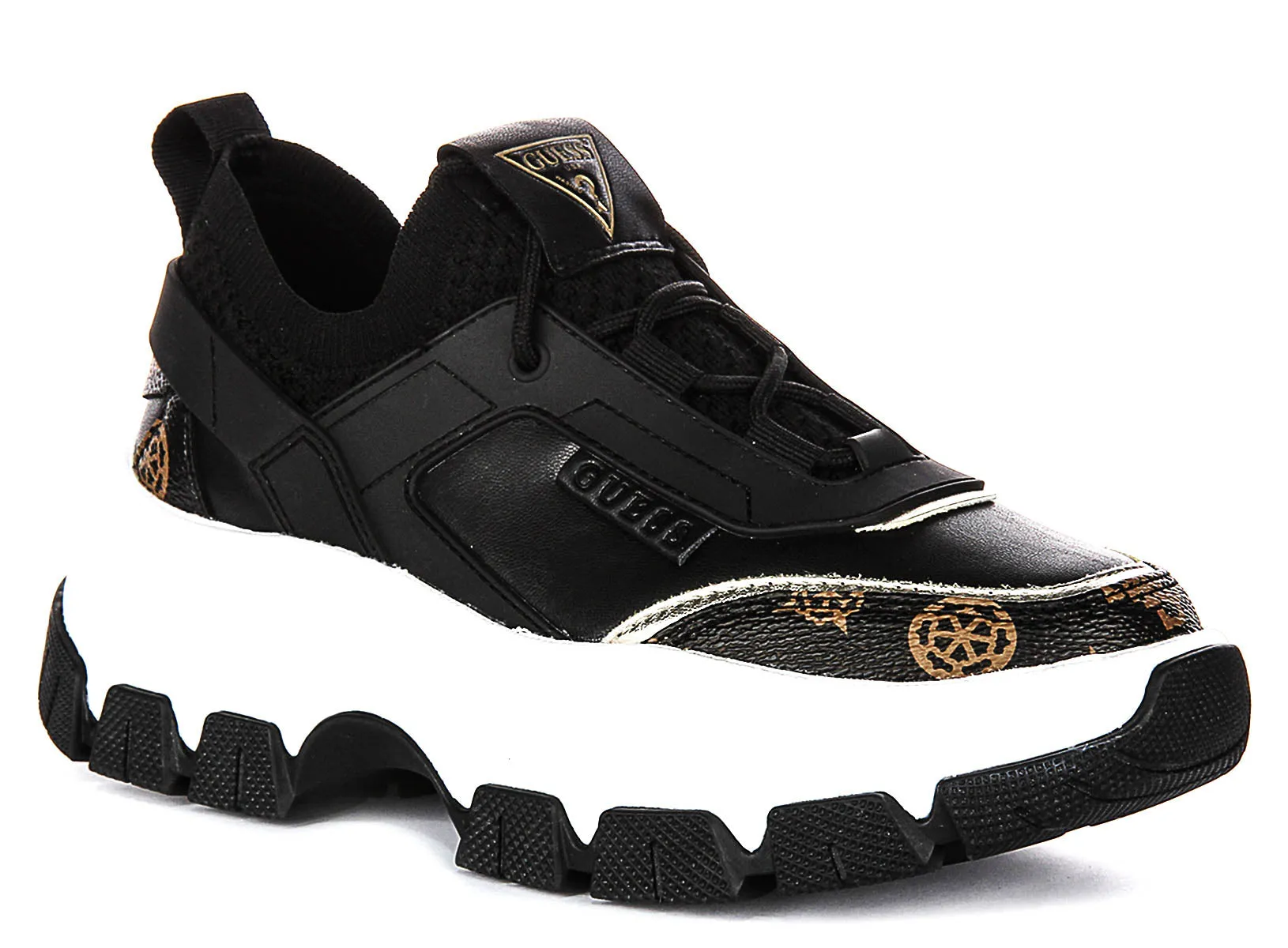 Guess Braydin Neoprene Sneakers In Black Brown For Women