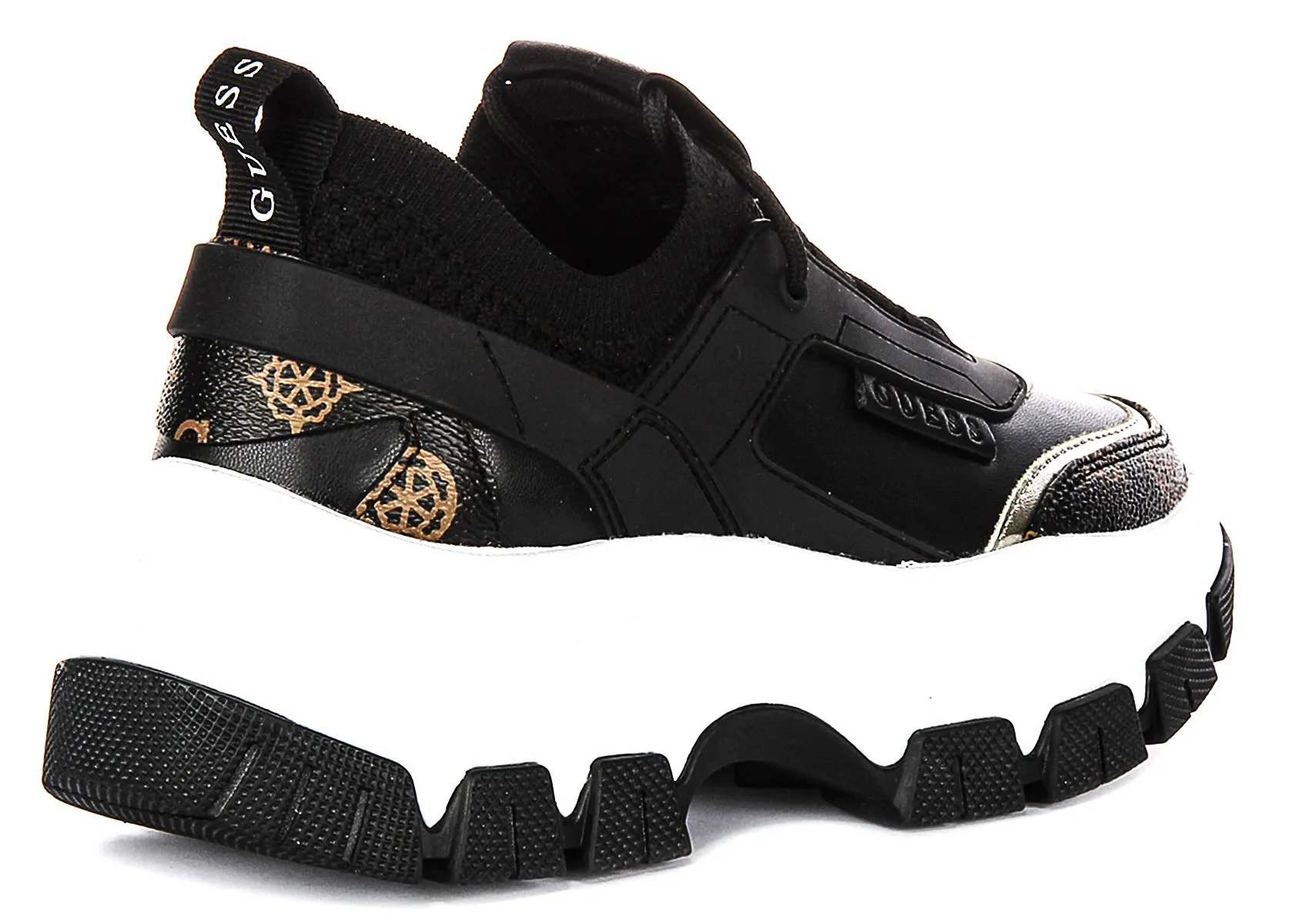 Guess Braydin Neoprene Sneakers In Black Brown For Women
