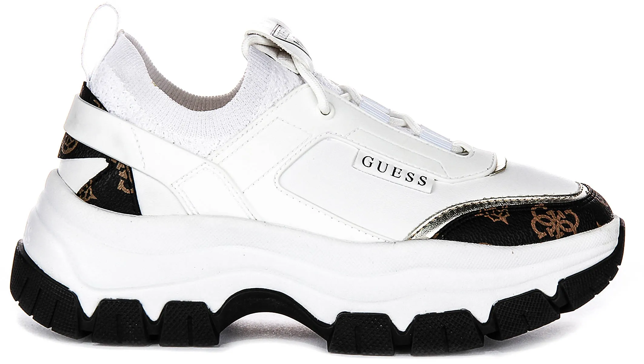 Guess Braydin Sneaker In White Brown For Women
