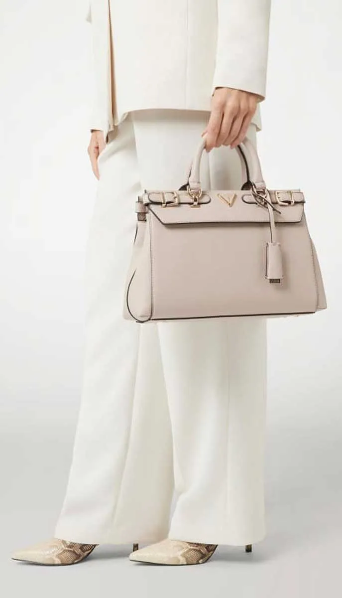 Guess Eco Ali Luxury Satchel Handbag In Almond For Women