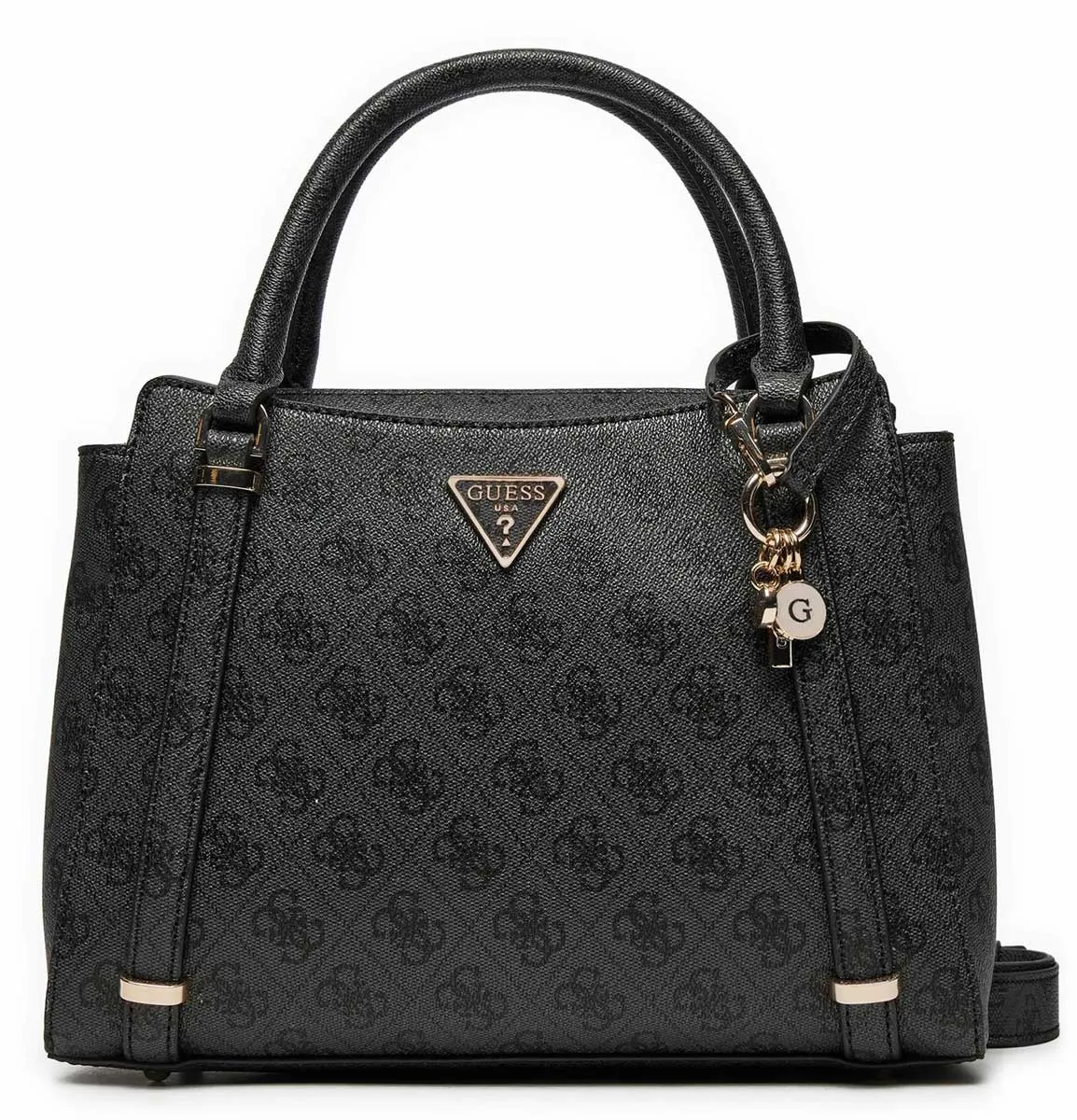 Guess Eco Erica Logo Peony Satchel Bag In Coal For Women