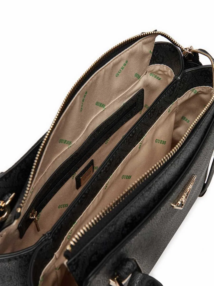 Guess Eco Erica Logo Peony Satchel Bag In Coal For Women