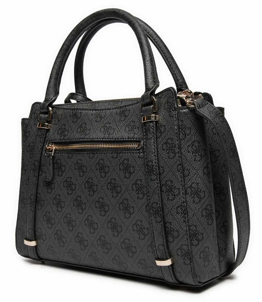 Guess Eco Erica Logo Peony Satchel Bag In Coal For Women