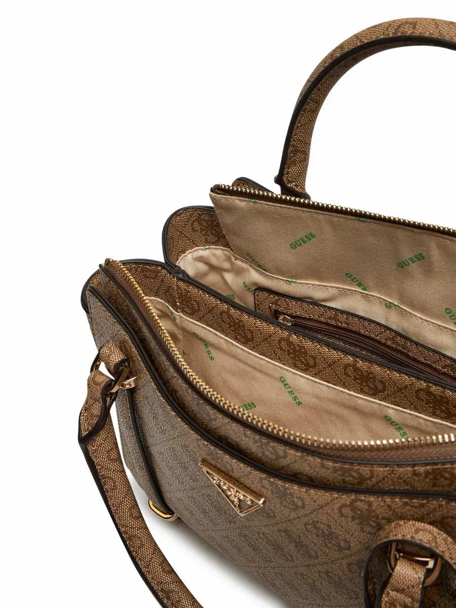 Guess Eco Erica Logo Peony Satchel Bag In Lattee For Women