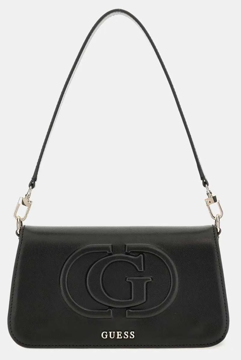Guess Eco Mietta Flap Shoulder Bag In Black For Women