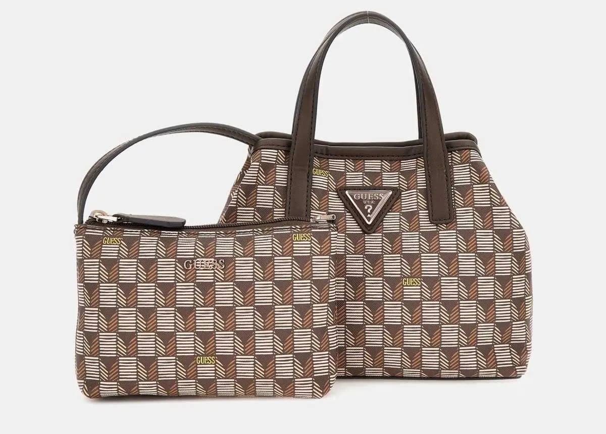 Guess G Wave Geometric Mini Tote In Brown For Women