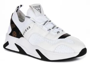 Guess Geniver Sneaker In White Brown For Women