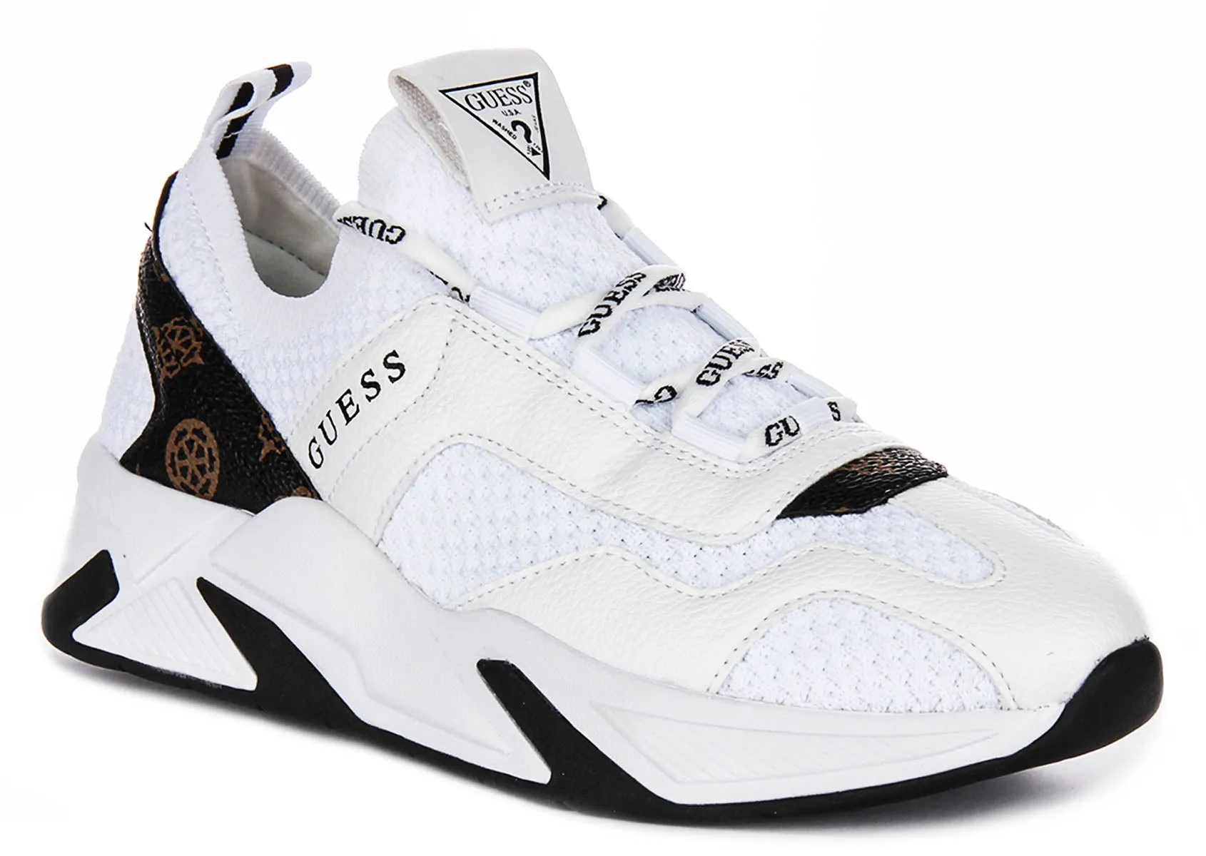 Guess Geniver Sneaker In White Brown For Women
