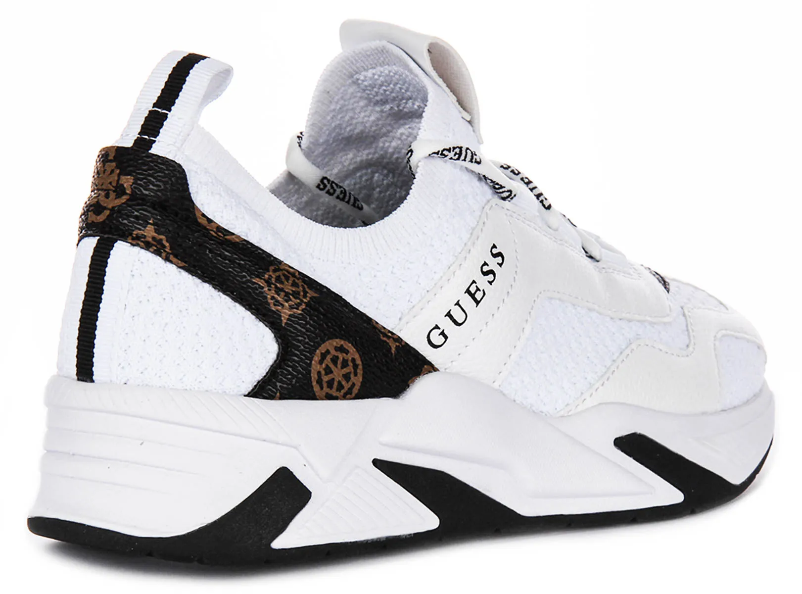 Guess Geniver Sneaker In White Brown For Women
