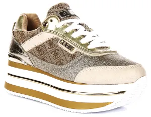 Guess Hansin Platform Sneaker In Beige Brown For Women