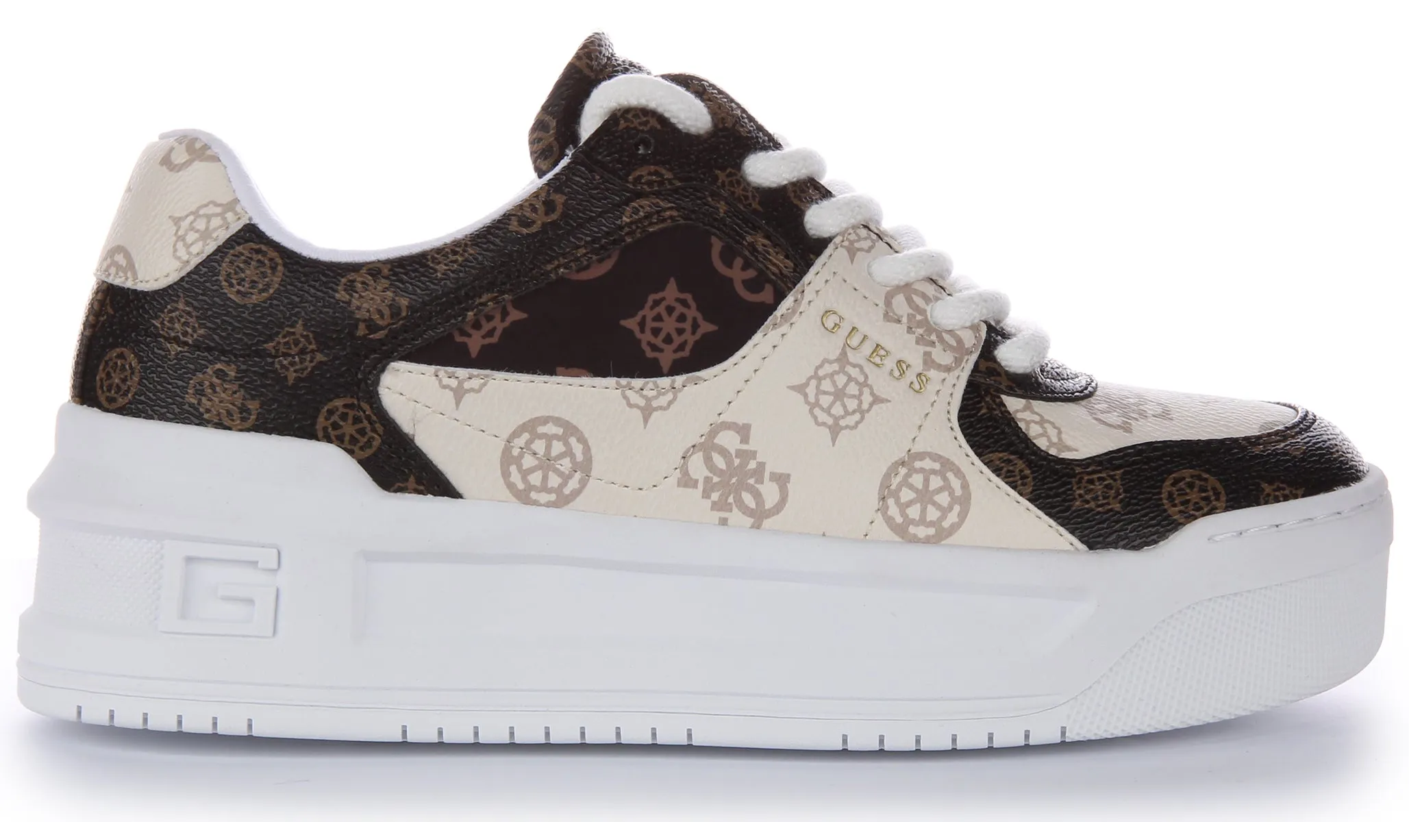 Guess Lemmer Peony Trainers In Beige Brown For Women