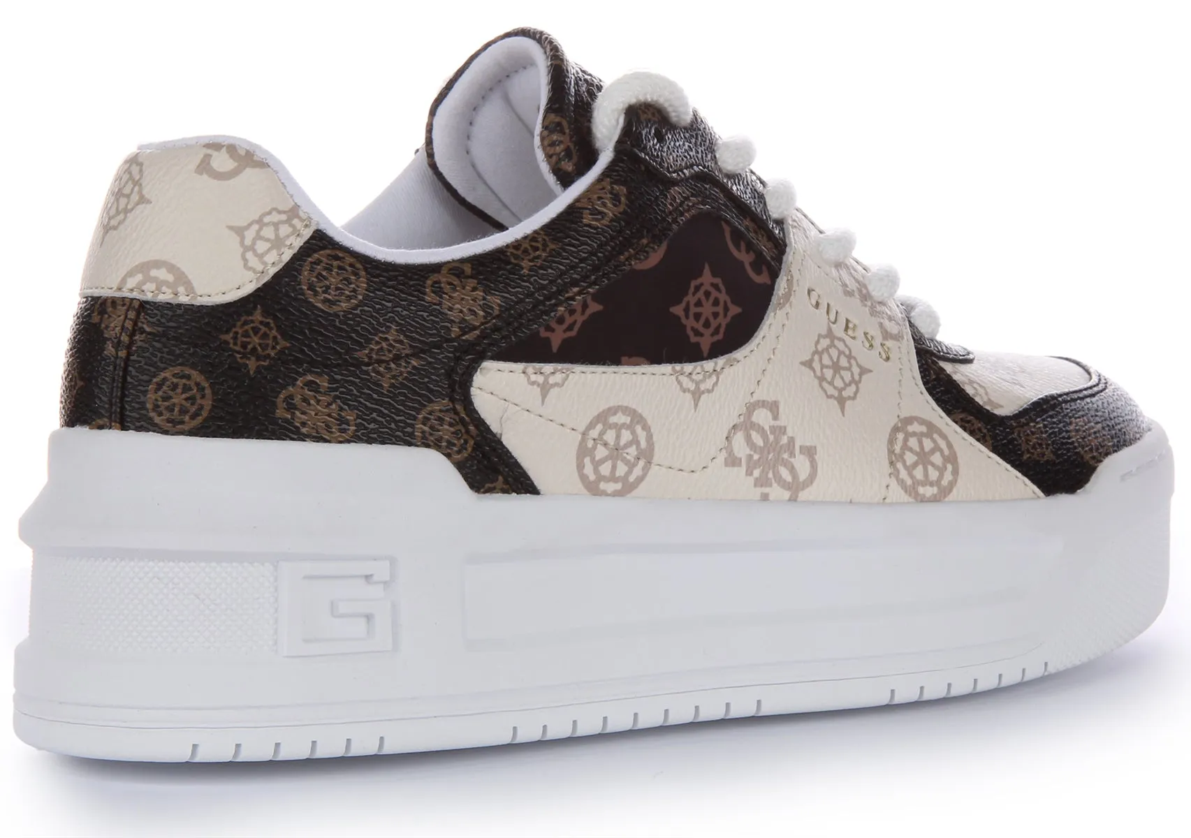 Guess Lemmer Peony Trainers In Beige Brown For Women