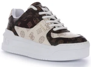 Guess Lemmer Peony Trainers In Beige Brown For Women
