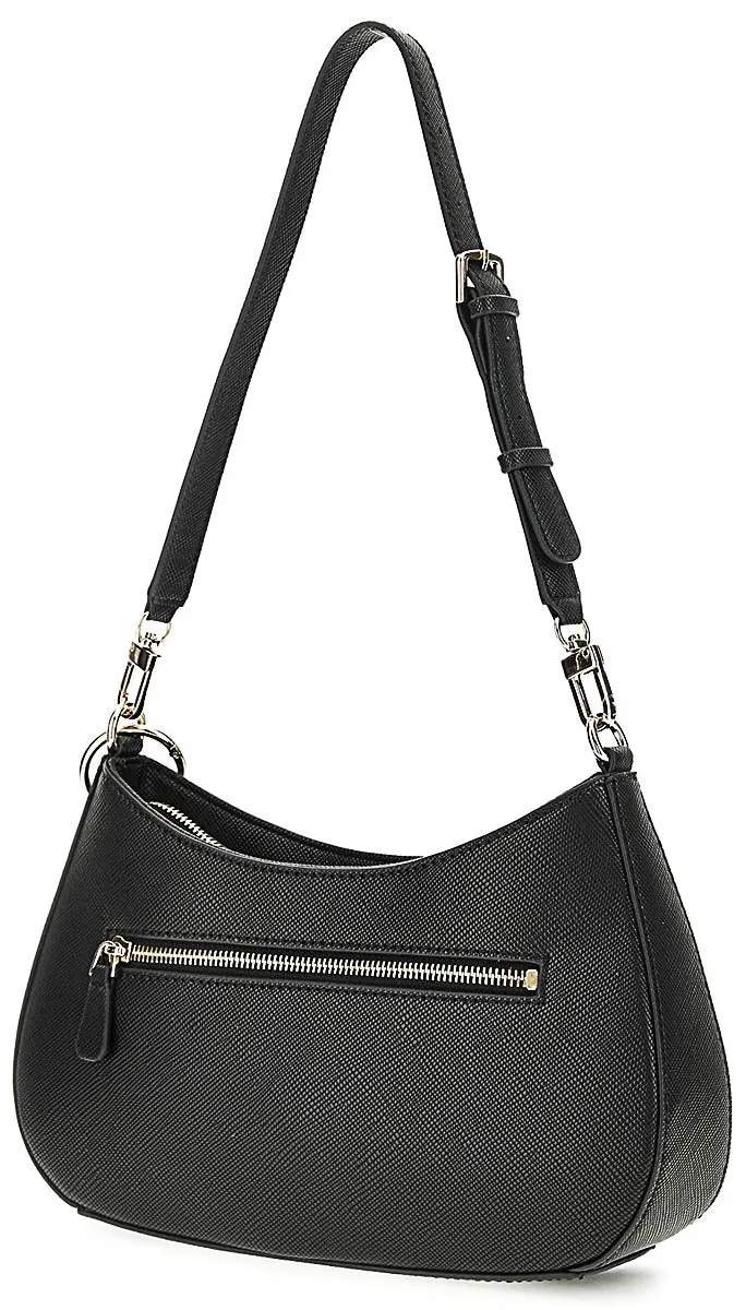 Guess Noelle Saffiano Shoulder Bag In Black For Women