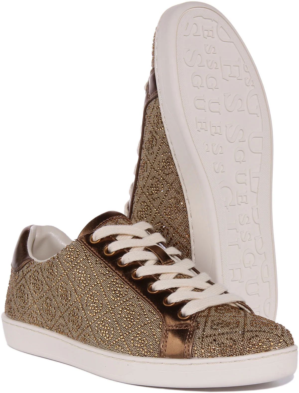 Guess Rosalia In Beige 4G Rhinestone For Women
