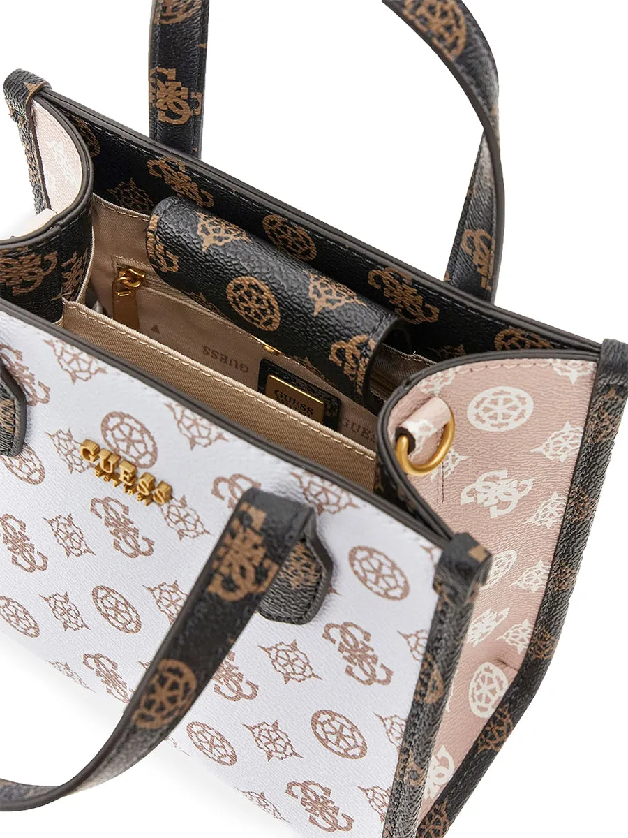 Guess Silvana Mini Handbag In White Brown For Women