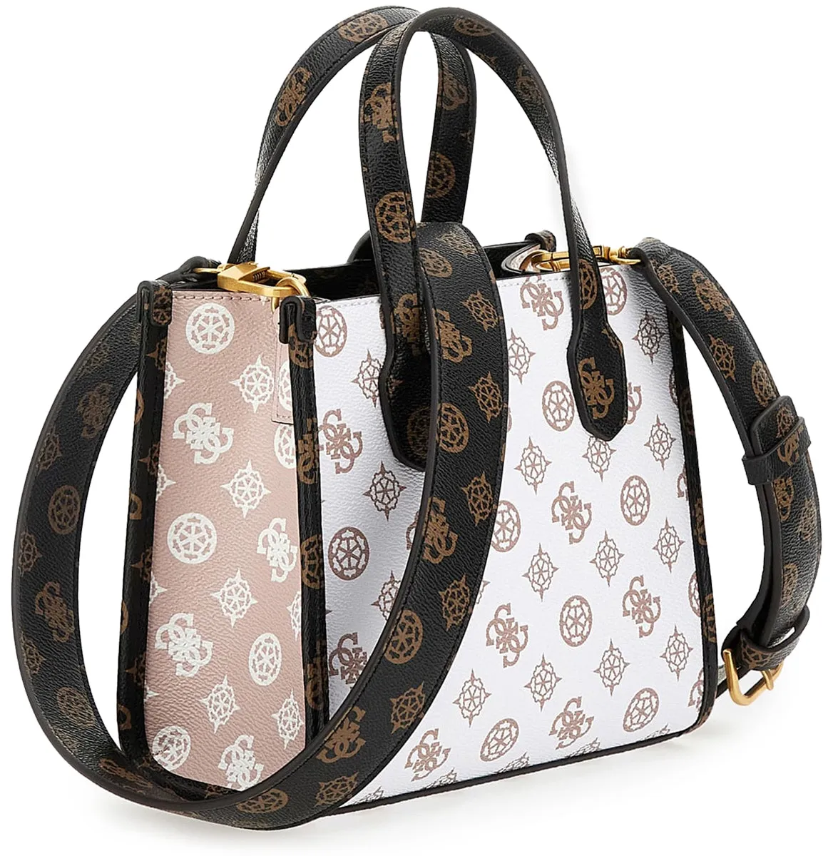 Guess Silvana Mini Handbag In White Brown For Women