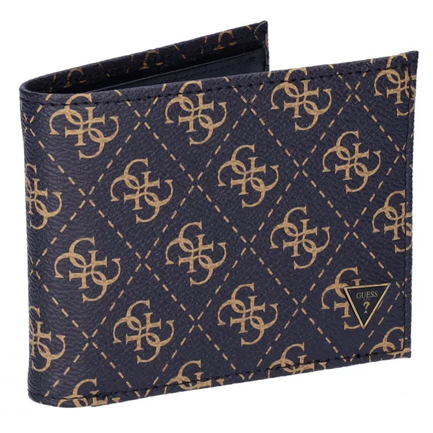 Guess Vezzola Card & Money Leather Wallet In Brown