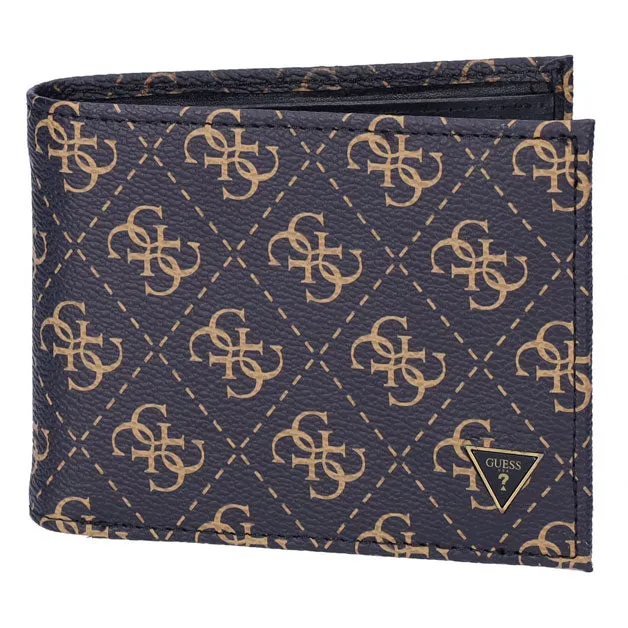 Guess Vezzola Card & Money Leather Wallet In Brown
