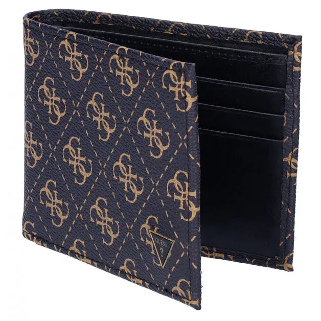 Guess Vezzola Card & Money Leather Wallet In Brown